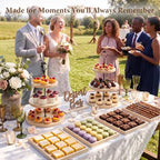 6pcs Wooden Dessert Table Display Set, 3 Tier Cupcake Stand Set with Serving Trays, Rustic Dessert Display Stand, Cake Stand Set for Wedding Dessert Table, Birthday, Baby Shower, Party Food Display, Home Decor - Image 3