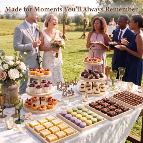 6pcs Wooden Dessert Table Display Set, 3 Tier Cupcake Stand Set with Serving Trays, Rustic Dessert Display Stand, Cake Stand Set for Wedding Dessert Table, Birthday, Baby Shower, Party Food Display, Home Decor - Image 3