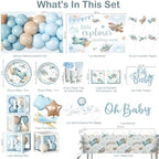 288PCS Cocomigo Blue Airplane Baby Shower Decorations for 25 Guests - Image 2