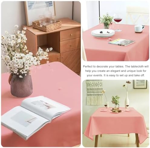 4 Pack Square Table Cloth 52x52 Inch Tablecloth Machine Washable Fabric Polyester Table Cover for Dining, Buffet Parties, Picnic, Events, Weddings Decor（Dusty Rose） - Image 5