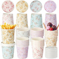Roshtia 60 Pack Floral Themed Ice Cream Cups, 16 oz Disposable Soup Cups Microwave Safe for Floral Themed Birthday Party Women Bridal Wedding Tea Party Baby Shower, Hot or Cold Food by Roshtia