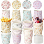 Roshtia 60 Pack Floral Themed Ice Cream Cups, 16 oz Disposable Soup Cups Microwave Safe for Floral Themed Birthday Party Women Bridal Wedding Tea Party Baby Shower, Hot or Cold Food by Roshtia