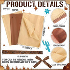 Weekgrat 50 Pcs My First Rodeo Birthday Party Favors Bags with Handles for Guest Western Cowboy 1st Birthday Gift Bag with Tissue Paper Ribbons Cowboy Candy Bag My First Rodeo Party Supply(Brown) - Image 3