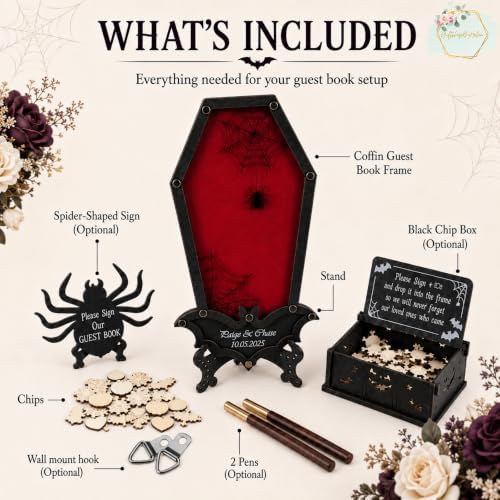 Halloween Wedding Guest Book Coffin Sign in Keepsake Frame - Image 6