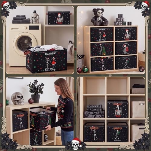 CHENGU 6 Pack Christmas Storage Bin Collapsible Christmas Skeleton Basket - Image 4