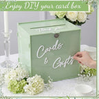 BreezeHug 10" Sage Green Acrylic Wedding Card Box with Lock & 3D Letters - Image 5