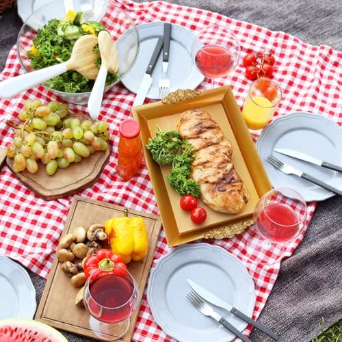 Gold Tray 14 x 10 Decorative Serving Tray 4 Pcs,Rectangle - Image 6