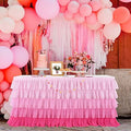 Pink Table Skirt Tutu Table Cloth for Rectangle Table for Baby Shower Birthday Unicorn Party Home Decor Gradient Pink by Besutolife