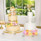 NPPLUS 2 Pcs Round Acrylic Cake Stand with Lid, Clear Fillable Cake Tier - Image 2