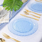 Festiva 60PCS Clear Blue Plastic Plates - Heavy Duty Weave Pattern Fancy Disposable Plates -serve for 30 guests Include 30PCS 10" & 30PCS 7" Plates for Birthday & Easter Party(Blue) - Image 4