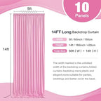50×14 ft Pink Wrinkle Free Backdrop Curtain, Soft Silky Polyester Wedding Drapes 10 Panels 14ft Height Baby Pink Photo Backdrop Curtains for Parties Birthday Baby Shower Photography Background Cloth - Image 4