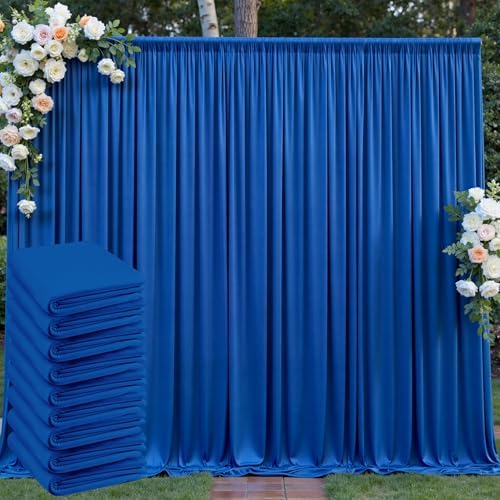 50ft x 10ft Wrinkle Free Royal Blue Backdrop Curtain for Party, Polyester Royal Blue Photo Backdrop Drapes 10 Panels 5x10ft for Birthday Photography Background Weddings Baby Shower Party by Outpain