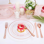 bUCLA 300PCS Rose Gold Plastic Dinnerware - Clear Dinnerware Set Disposable Include 50 Dinner Plates,50 Dessert Plates,50 Knives,50 Forks,50 Spoons,50 Cups for Party & Wedding - Image 7