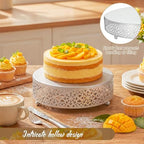 Wenqik 5 Pcs Metal Silver Cake Stand,16/14/12/10/8 in Round Cake Holder - Image 3