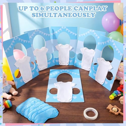 Shyyween 6 Sets Baby Shower Games Feed the Baby Blue Gender Reveal Game Kit - Image 3