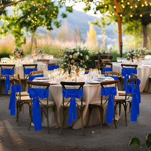 Royal Blue Satin Chair Sashes Bows, 6 x 108 inch, 50 Pcs - Image 2