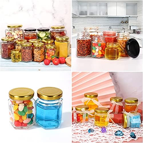 3 oz 30 Pack Mini Honey Jars, Hexagon Glass Jars with Gold Lids - Image 7