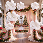 6 Pcs White Giant Paper Flower 28'' 24'' Large Tissue Paper Flower for Wall White Floral Decor Large Hanging Tissue Pom Poms for Wall Wedding Bridal Baby Shower Tea Party Nursery - Image 3
