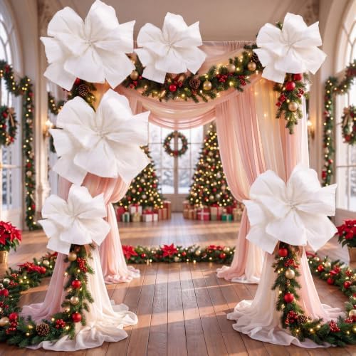 6 Pcs White Giant Paper Flower 28'' 24'' Large Tissue Paper Flower for Wall White Floral Decor Large Hanging Tissue Pom Poms for Wall Wedding Bridal Baby Shower Tea Party Nursery - Image 3