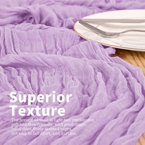 20 Pack Lavender Table Runner 17 x 108inch Cheesecloth Table Runner Rustic Boho Gauze Sheer Fabric Cheese Cloth Table Runners for Wedding Party Bridal Baby Shower Birthday Spring Table Decor - Image 3
