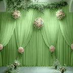 40x10ft Sage Green Backdrop Curtain Panels for Parties - Wrinkle Free Polyester Photo Curtain Backdrop Wedding Back Drop Fabric Drapes for Party Decorations Background for Photography by WishCare