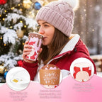 Mimorou 60 Pack Pink Christmas Coffee Cups with Lids and Sleeves, 16 oz Disposable Paper Holiday Cups, Festive Designs with Snowflakes Santa Gingerbread Candy Canes Polka Dots for Xmas Party Favors - Image 3