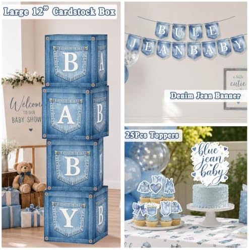 Blue Jean Denim Baby Shower Decorations for Boy - Image 4