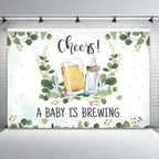 10x7ft Baby Shower Backdrop A Baby is Brewing Photography Background Beer Feeding Bottle Green Eucalyptus Leaves Newborn Birthday Party Banner Decorations Gender Reveal Photo Booth Prop - Image 5