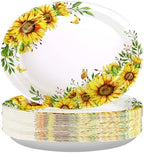 Grencian 50 PCS Sunflower Large Oval Paper Plates 12 x 10 Inch by Grencian