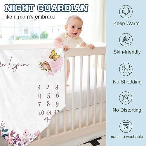 Personalized Baby Milestone Blanket for Boys Girls - Rabbit Pattern Baby Month Blanket- First Year Calendar Monthly Growth Chart - Halloween Birthday Gifts for Infant Todder - Image 6