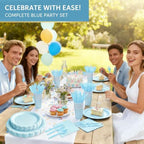 Nihaoya 700PC Blue Disposable Paper Plate set Party Supplies for 100 - Image 6