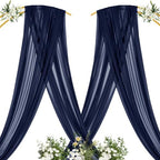 Sheer Gauze Wedding Arch Draping Fabric 29" x 20 FT 4 Panels Navy Blue - Image 4