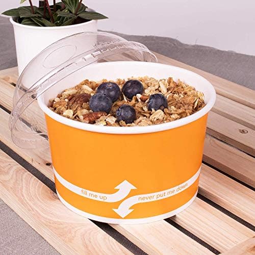 Karat [20oz - 600 ct] Paper Ice Cream Cups & Soup Bowls for Hot/ Cold Food - Ideal for Soup, Ice Cream, Gelato, Yogurt and Snacks - Orange - Image 6