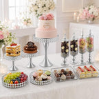 11 Pcs Cake Display with Mirror, Wedding Crystal Cake Stands for Reception - Image 6