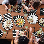 170Pieces Black and White Party Supplies Disposable Paper Plates Napkins Cups Knives Spoons Forks Plastic Tablecloths For Wedding Baby Bridal Shower New Years Decor Serve 24 - Image 6