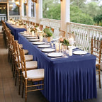 Wish Care 6 Pack Navy Blue Stretch Spandex Table Clothes for 6 Foot Rectangle Tables, 6FT Wrinkle Free Fitted Tablecloths Ruffles Design Table Cover for Party, Banquet, Wedding and Events - Image 5
