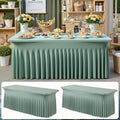 NSSONBEN 2 pk Sage Green Spandex Tablecloth for 6 Foot Rectangle Tables,Wrinkle Free Fitted Spandex Table Covers 6ft Stretch Table Cloths with Ruffle Skirt for Parties Weddings Banquet Baby Shower by ENJOYYOURPARTY
