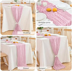 18 Pack Pink Cheesecloth Table Runner 21.5x120 Inch, Semi Sheer Boho Gauze Cheese Cloth Fabric Table Runners 10 FT Long for Wedding Party Baby Shower Birthday Home Decor - Image 6