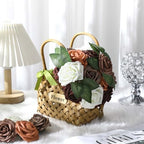 100 Pcs Artificial Rose Flowers, Shades of Earth Tones - Image 3