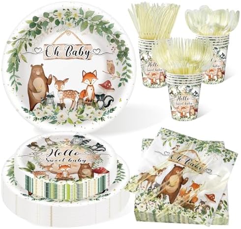 350 Pieces Woodland Baby Shower Decorations Set Serves 50 Guests by Unknown
