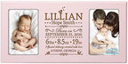 Personalized New Baby birth announcement picture frame for newborn boys and girls Custom engraved photo frame for new mom and dad parents and grandparents holds 2 4x6 photos (Pink) by LifeSongMilestones