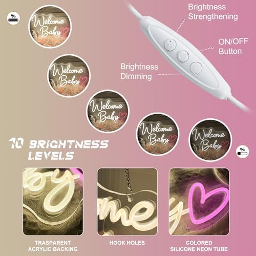 Welcome Baby Neon Sign Dimmable Switch Welcome Led Signs for Wall Decor - Image 4