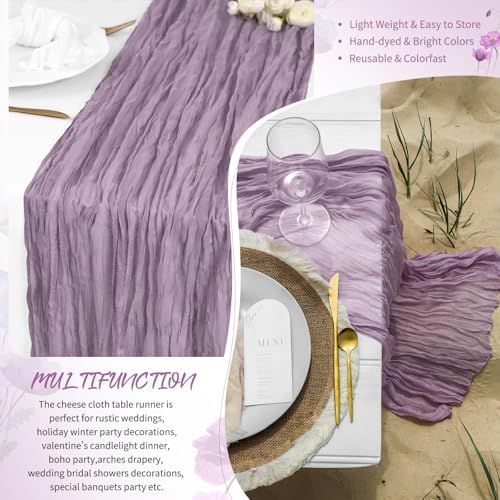 Showgeous 20 Pack Purple Cheesecloth Table Runner, 17 x 108 Inches - Image 5