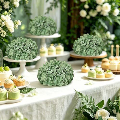 Sage Green Hydrangea Flower Balls for Centerpieces,12 PCS, 8 Inch - Image 4