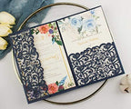 25 sets 5X7 Dark Navy Blue Tri Fold Wedding Invitations Cards With Envelopes Inserts for Bridal Shower Birthday - Image 3