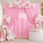 30ft x 10ft Wrinkle Free Pink Backdrop Curtains, 6 Panels 5x10ft Polyester Photo Backdrop Drapes for Wedding Birthday Photography Background Baby Shower - Image 5