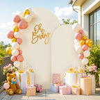 Beige Arch Backdrop Cover Set of 2 Wedding Arch Covers Stretchy Backdrop Decorations Baby Shower Bridal Shower Photo Birthday Party Beige Arch Cover 7.2 and 6ft Spandex by LittleFunny