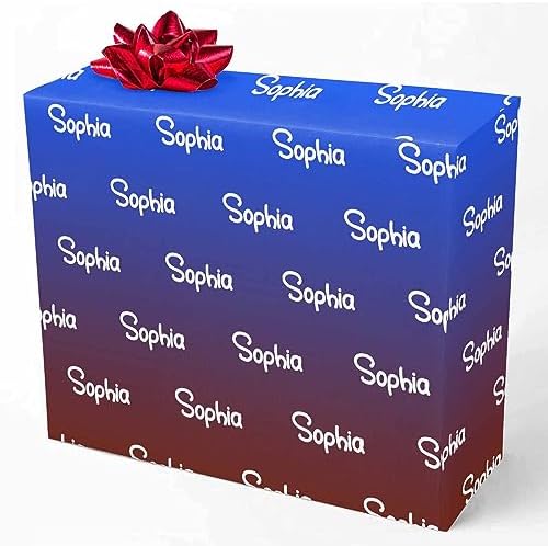 MyPupSocks Custom Birthday Gift Wrapping Paper, Personalized Gradient Deep Blue Gift Wrap Paper with Logo Funny Wrapping Paper Roll for Men Women Boys Girls Christmas Memorial 58x23 3 Rolls by MyPupSocks