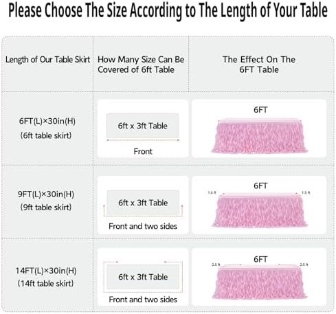 Leegleri 9ft Pink Tutu Table Skirt Tulle Curly Willow Table Skirt for Rectangle&Round Tables,Tutu Ruffle Tablecloth for Princess Girls 1st Baby Girl Birthday Party,Baby Shower Decoration,Gender Reveal - Image 6