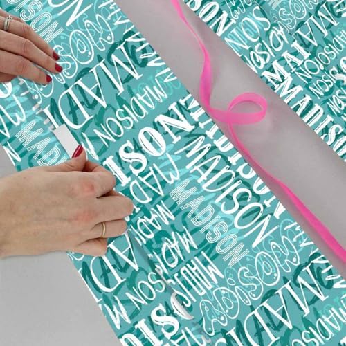 AOFUN Custom Name Text Funny Christmas Birthday Gift Designer Wrapping Paper - 5 Rolls, 58" x 23" Each - Image 4